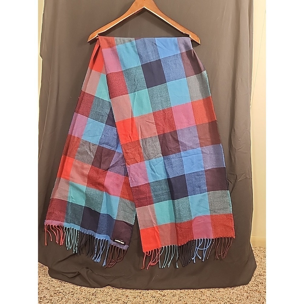 Lands' End Unisex Scarf / Muffler, Multicolor Buffalo Check,  15x66